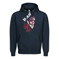 Navy waluigi voice ( wah ) Zipper Hoodie - artisFamous