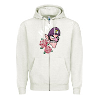 Oatmeal Heather waluigi voice ( wah ) Zipper Hoodie - artisFamous
