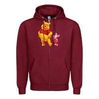 Burgundy Winnie the Pooh Piglet Zipper Hoodie - artisFamous