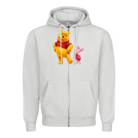 Dove Grey Winnie the Pooh Piglet Zipper Hoodie - artisFamous