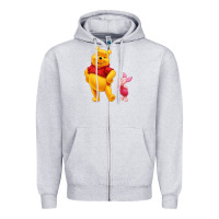 Heather Grey Winnie the Pooh Piglet Zipper Hoodie - artisFamous