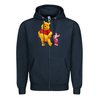 Navy Winnie the Pooh Piglet Zipper Hoodie - artisFamous