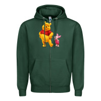 Sports Green Winnie the Pooh Piglet Zipper Hoodie - artisFamous