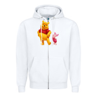 White Winnie the Pooh Piglet Zipper Hoodie - artisFamous