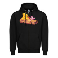 Black Winnie the Pooh Piglet Zipper Hoodie - artisFamous