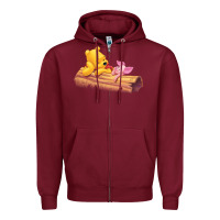 Burgundy Winnie the Pooh Piglet Zipper Hoodie - artisFamous