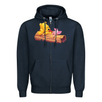 Navy Winnie the Pooh Piglet Zipper Hoodie - artisFamous