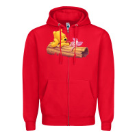 Red Winnie the Pooh Piglet Zipper Hoodie - artisFamous