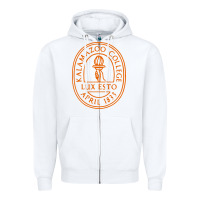 White Kalamazoo College Zipper Hoodie - artisFamous