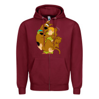 Burgundy Scooby Doo and Shaggy Zipper Hoodie - artisFamous