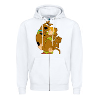 White Scooby Doo and Shaggy Zipper Hoodie - artisFamous