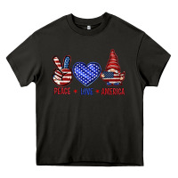 Asphalt Peace love America with gnome 4th of july Heavy Core Tee - HowdyJamesFarm