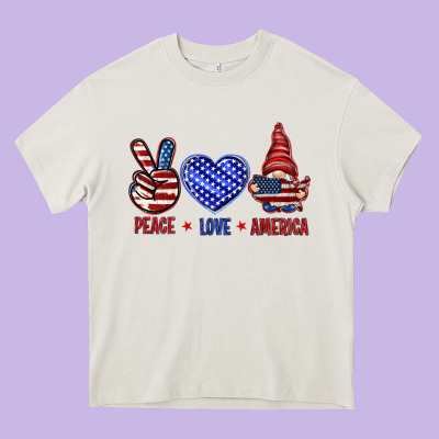 Peace Love America With Gnome 4th Of July Heavy Core Tee Designed By Howdyjamesfarm