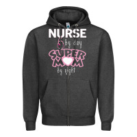 Charcoal Heather nurse by day super mom by night Zipper Hoodie - artisFamous