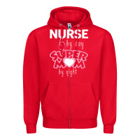 Red nurse by day super mom by night Zipper Hoodie - artisFamous