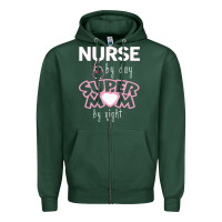 Sports Green nurse by day super mom by night Zipper Hoodie - artisFamous