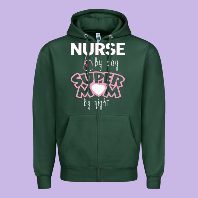 Nurse By Day Super Mom By Night Zipper Hoodie Designed By Artisfamous