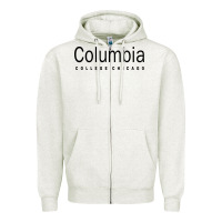 Oatmeal Heather Columbia College Chicago Zipper Hoodie - artisFamous