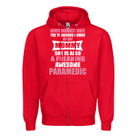 Red never underestimate mommy paramedic Zipper Hoodie - artisFamous