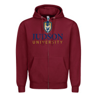 Burgundy Judson College Zipper Hoodie - artisFamous