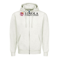 Oatmeal Heather Loyola College Chicago Zipper Hoodie - artisFamous