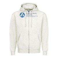Oatmeal Heather National Louis College Zipper Hoodie - artisFamous