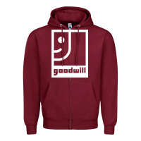 Burgundy goodwill classic Zipper Hoodie - artisFamous