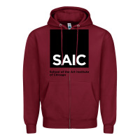 Burgundy School of The Art Institute of Chicago College Zipper Hoodie - artisFamous