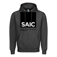 Charcoal Heather School of The Art Institute of Chicago College Zipper Hoodie - artisFamous