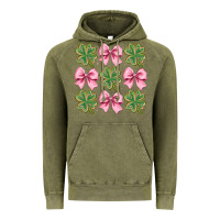 Vintage Olive clover bow Vintage Hoodie - CowhideDigitalArt