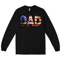 Black American Flag Dad 4th of July Long Sleeve Tee - LillyAllenDesigns