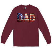 Burgundy American Flag Dad 4th of July Long Sleeve Tee - LillyAllenDesigns