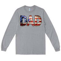 Heather Grey American Flag Dad 4th of July Long Sleeve Tee - LillyAllenDesigns