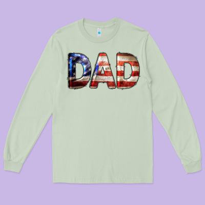 American Flag Dad 4th Of July Long Sleeve Tee Designed By Lillyallendesigns
