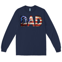 Navy American Flag Dad 4th of July Long Sleeve Tee - LillyAllenDesigns