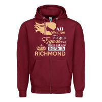 Burgundy women are born in richmond Zipper Hoodie - artisFamous