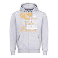 Heather Grey women are born in richmond Zipper Hoodie - artisFamous