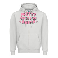 Dove Grey Pretty Girls Like Anime Zipper Hoodie - artisFamous