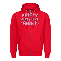 Red Pretty Girls Like Anime Zipper Hoodie - artisFamous