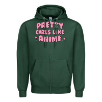 Sports Green Pretty Girls Like Anime Zipper Hoodie - artisFamous