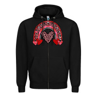 Black valentines heart rainbow Zipper Hoodie - JahusDesignShop