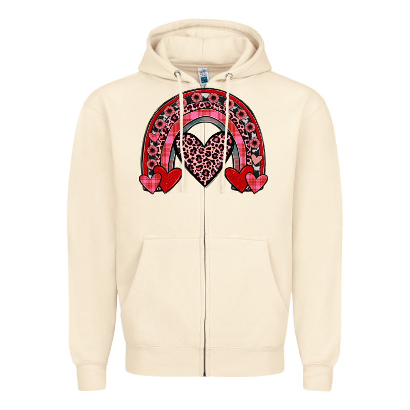 Valentines Heart Rainbow Zipper Hoodie by JahusDesignShop | Teevron