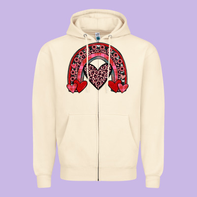 Valentines Heart Rainbow Zipper Hoodie Designed By Jahusdesignshop