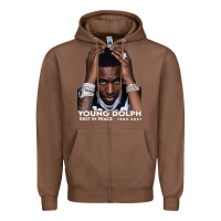 Chestnut Rest in Peace Young Dolph Zipper Hoodie - artisFamous