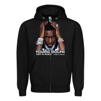 Black Rest in Peace Young Dolph Zipper Hoodie - artisFamous