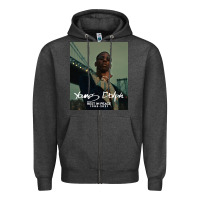 Charcoal Heather Rest in Peace Young Dolph Zipper Hoodie - artisFamous