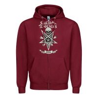 Burgundy suicidal tendencies Zipper Hoodie - artisFamous