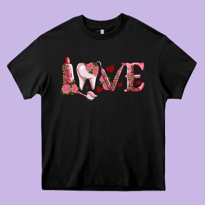 Valentines Day Dental Love Heavy Core Tee Designed By Ranaportraitstore