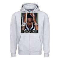 Heather Grey Rest in Peace Young Dolph Zipper Hoodie - artisFamous