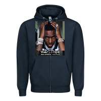 Navy Rest in Peace Young Dolph Zipper Hoodie - artisFamous